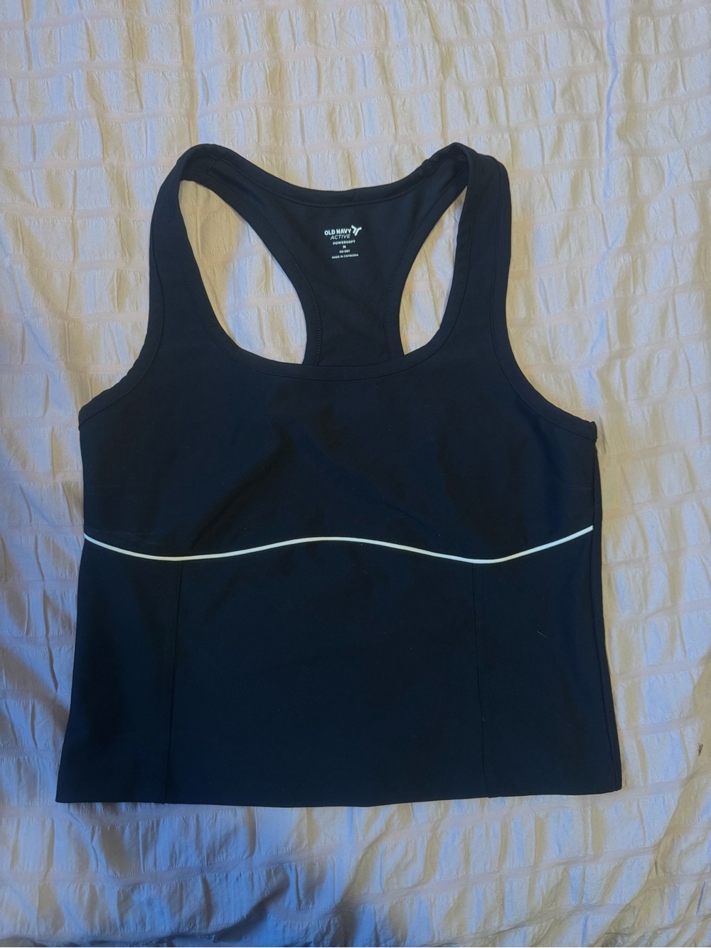 Old Navy Black Racerback Sports Tank with White Piping